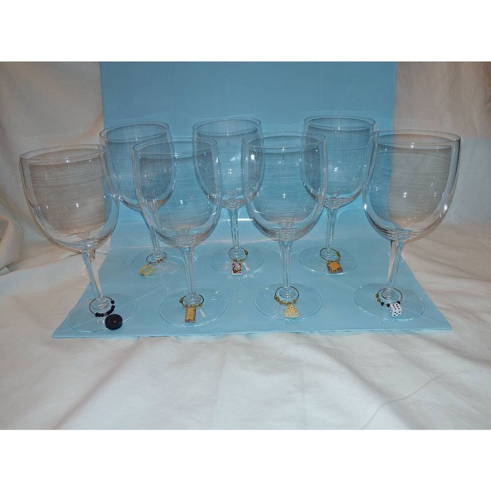Set Of 7 Wine Glasses With Charms